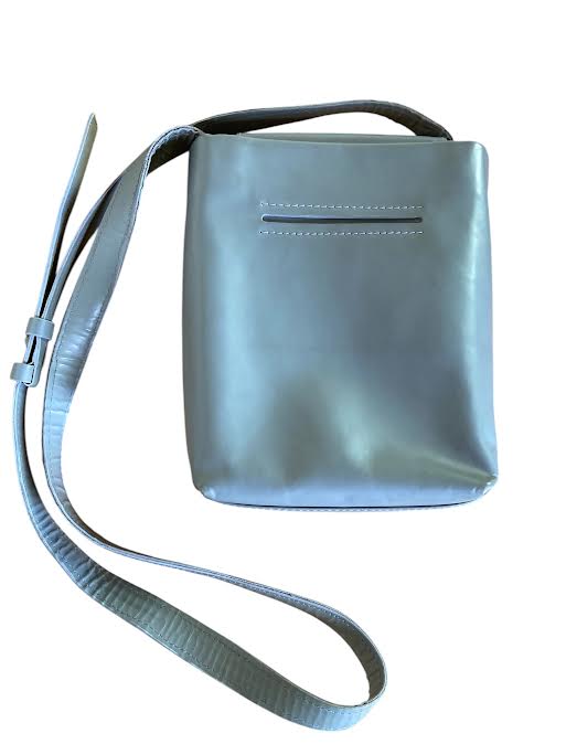 Jil Sander Grey Leather Crossbody Bag | Minimalist Designer Archive | Authentic Preloved Luxury Shoulder Bag | Small Leather Tech Bag