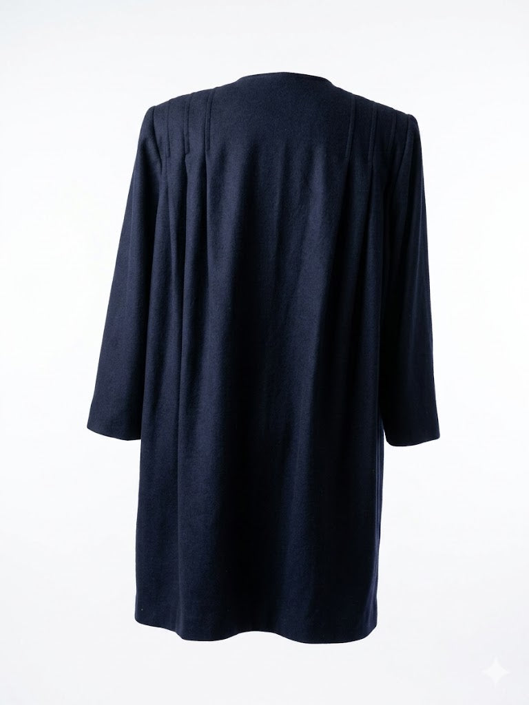 Valentino Italian Minimalist Coat - Lightweight Navy Wool