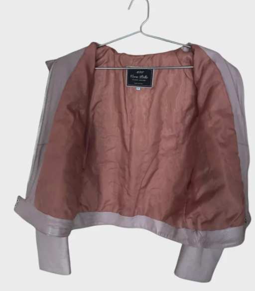 Pastel Lilac Italian Leather Jacket - Lightweight Goatskin Leather - Y2K Lavender Biker Jacket, High Neck, Size M - Pristine Condition 10/10