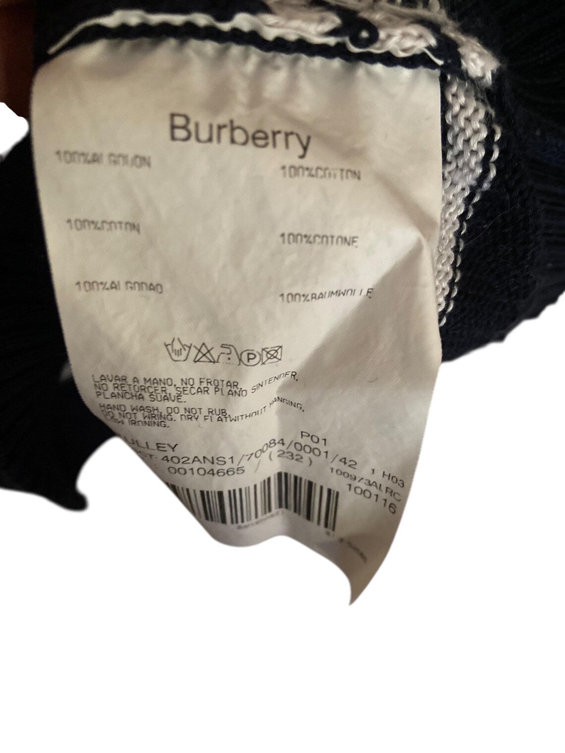 Top Burberry Vintage 2000s sleeveless navy and white – ‘B’ logo with rhinestones – Size M – Authentic Y2K designer clothing