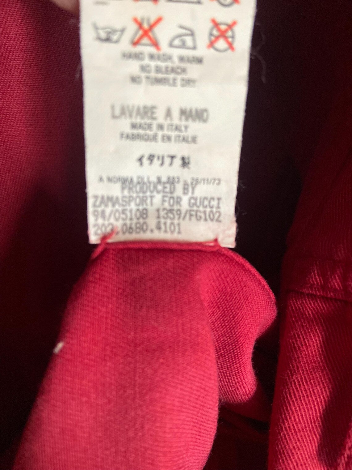 Vintage 90s Gucci Cherry Red Bodysuit - Military Style Shirt with Gold Logo Buttons