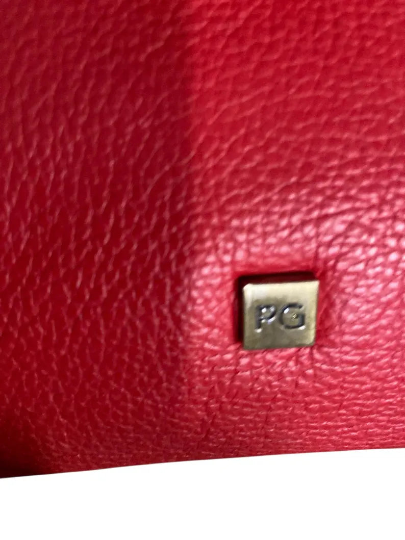 Purificación García Red Leather Handbag | Vintage Designer Satchel Bag, Bold Red Doctor Bag, Archive Leather Purse