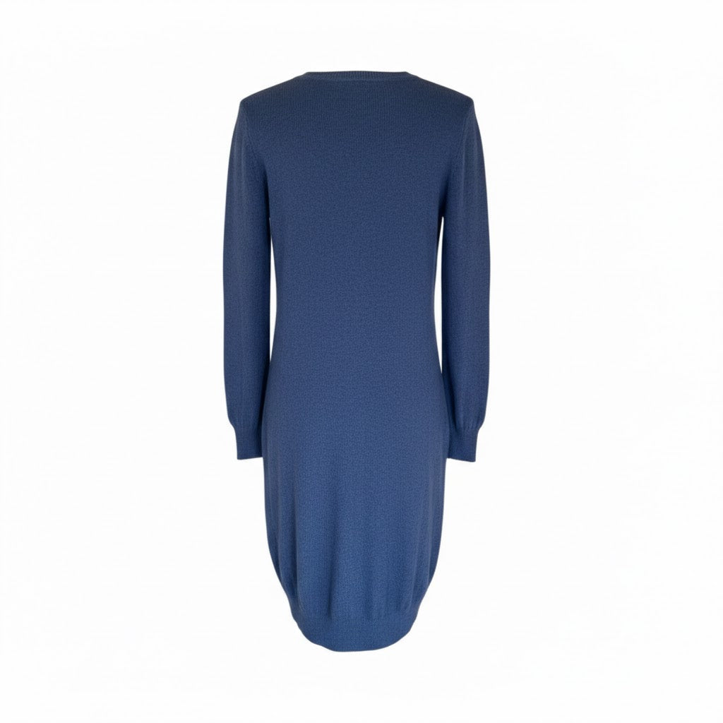 Blue Wool Moschino Dress | Long Sweater Dress | Minimalist Italian Design | Size S