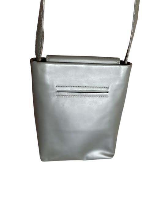 Jil Sander Grey Leather Crossbody Bag | Minimalist Designer Archive | Authentic Preloved Luxury Shoulder Bag | Small Leather Tech Bag
