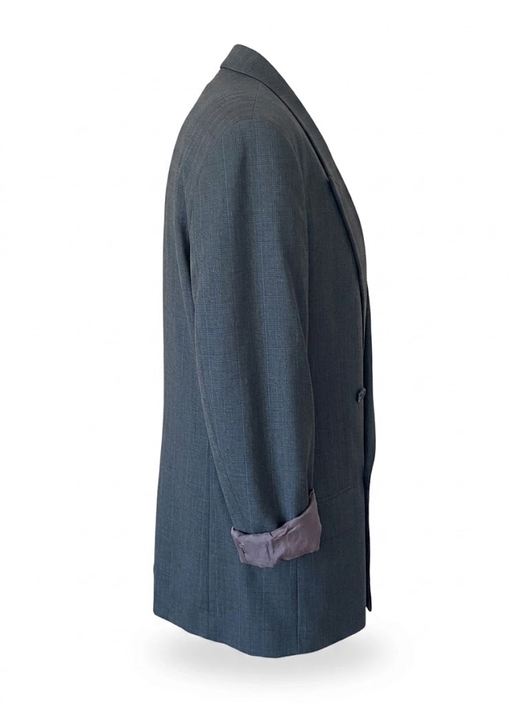 Yves Saint Laurent Vintage 2000s Oversized Blazer | French Luxury Wool Double Breasted Jacket | Navy Plaid Unisex Suit Jacket | Size L XL