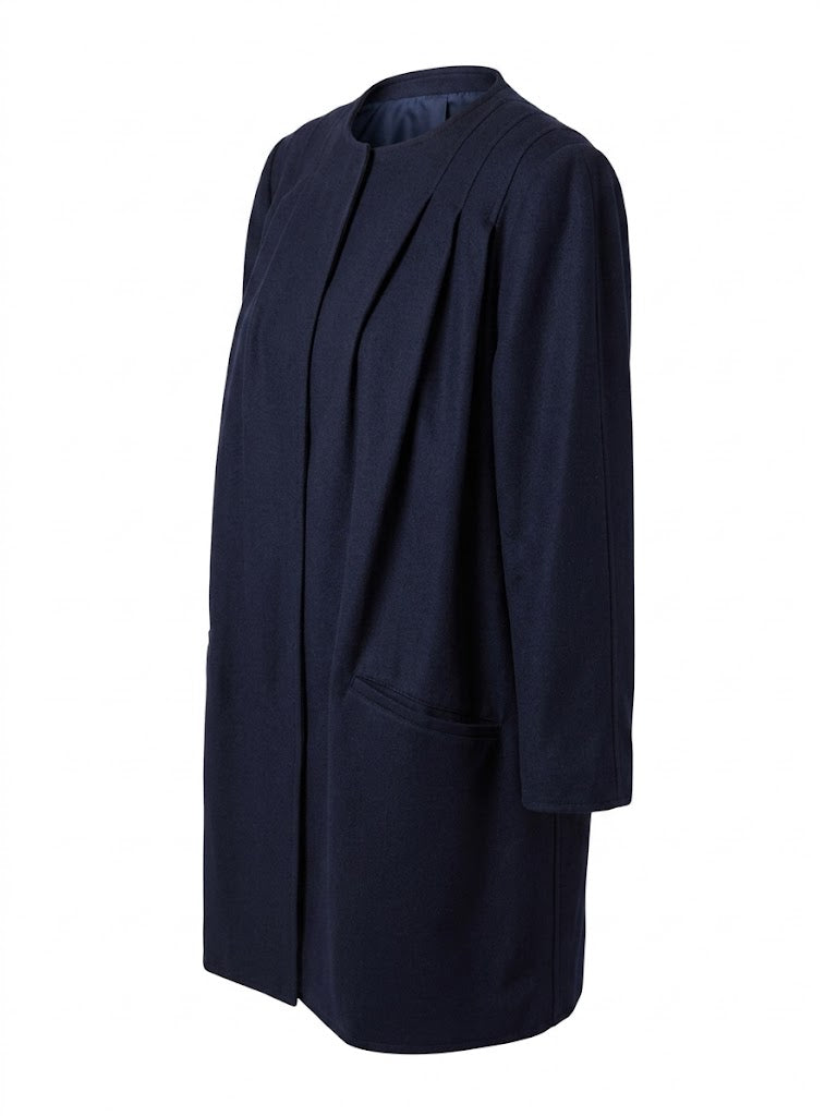 Valentino Italian Minimalist Coat - Lightweight Navy Wool