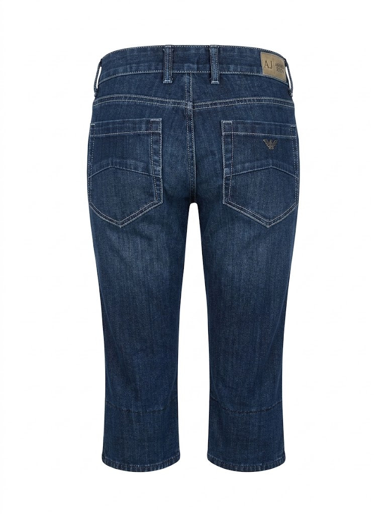 Vintage 90s Armani Jeans Capri Pants - Y2K Blue Straight Leg Cropped Denim - Women's Size S/M
