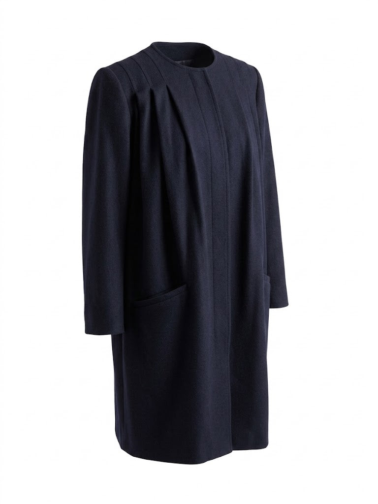 Valentino Italian Minimalist Coat - Lightweight Navy Wool