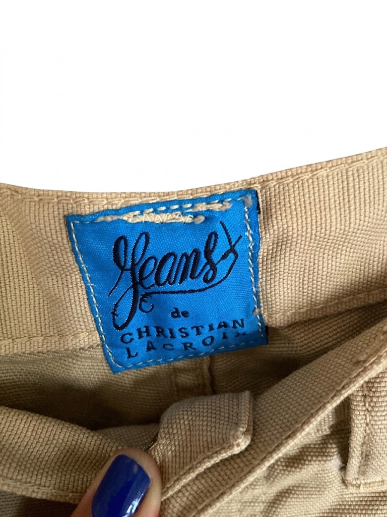 Vintage Christian Lacroix Beige High-Waisted Jeans | 90s Designer Straight Leg Pants | Authentic Christian Lacroix Denim Size S M