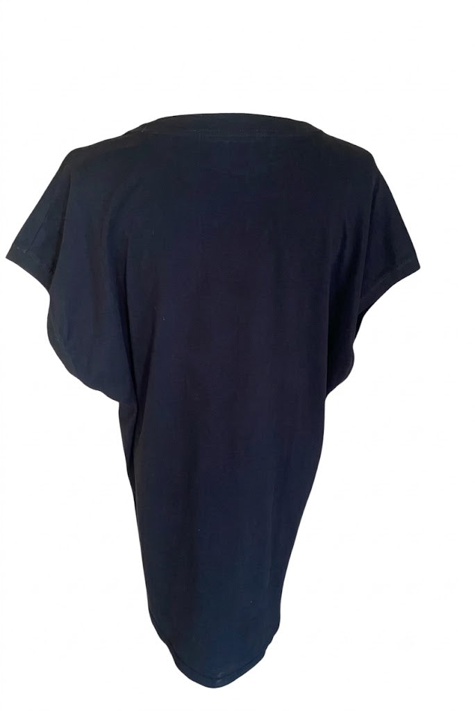 Vintage 90s Krizia Jeans T-Shirt Dress | Black Oversized Italian Designer Tee, Size M, Retro Luxury Cotton Shift Dress, Unisex Streetwear