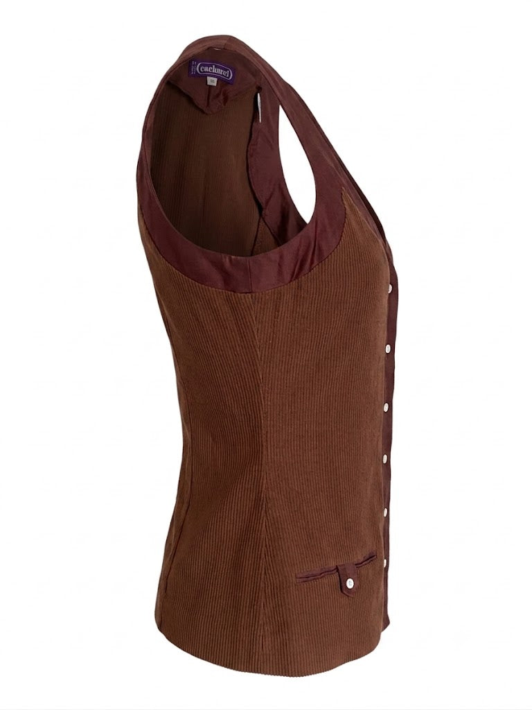 Cacharel Vintage Brown Tank Top Size S, Ribbed Sleeveless Shirt French Designer, 90s Y2K Aesthetic Fitted Top, Excellent Condition