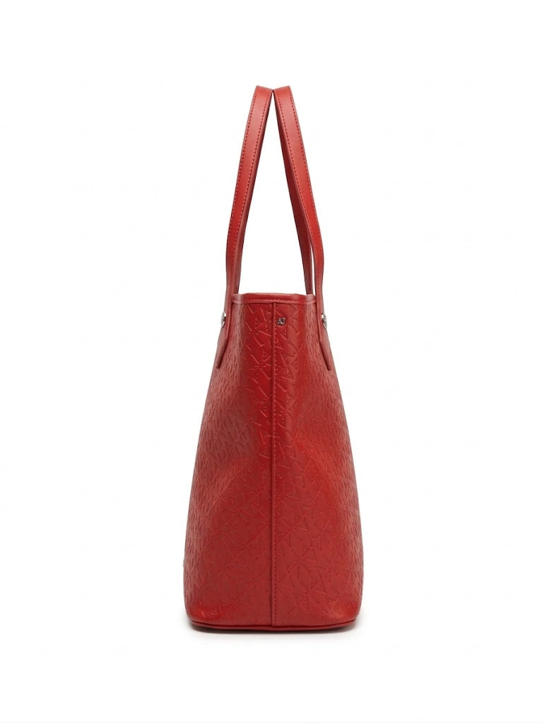 Armani Orange Shopper Bag - Italian Luxury Tote Bag - Large Designer Shoulder Bag - Iconic Logo Print Handbag - Excellent Condition