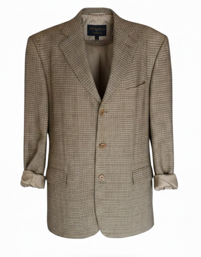 Balmain Oversized Maxi Blazer Unisex Vintage | Long Beige Plaid Blazer | Size L