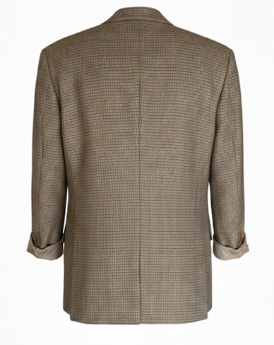 Balmain Oversized Maxi Blazer Unisex Vintage | Long Beige Plaid Blazer | Size L
