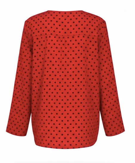 Vintage Polka Dot Blouse – Guy Laroche, Structured Shoulders, Straight Silhouette