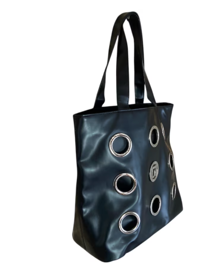 Vintage Paco Rabanne Black Canvas Tote Bag • 90s Archival Shoulder Bag • Everyday Luxury Y2K Purse