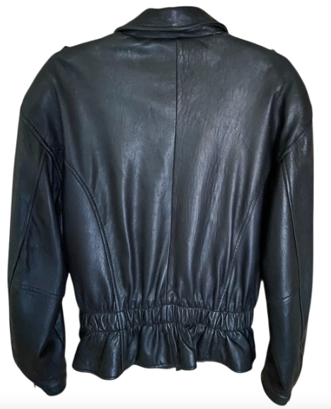 Vintage 90s Leather Biker Jacket Made in Italy Unisex | Italian Structured Shoulder Belted Leather Jacket Style Biker Moto Jacket Size M