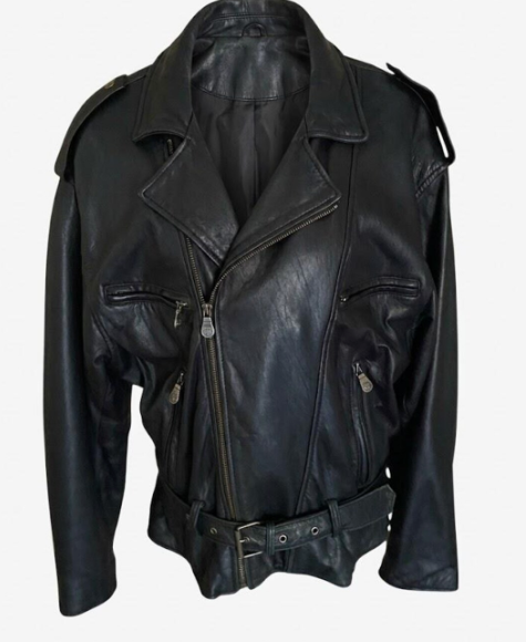Vintage 90s Leather Biker Jacket Made in Italy Unisex | Italian Structured Shoulder Belted Leather Jacket Style Biker Moto Jacket Size M