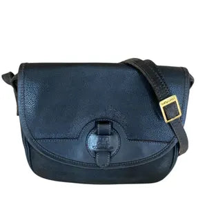 Vintage Courrèges Black Leather Crossbody Bag, 80s Minimalist Leather Shoulder Bag, French Designer Archive Bag, Luxury Vintage Purse