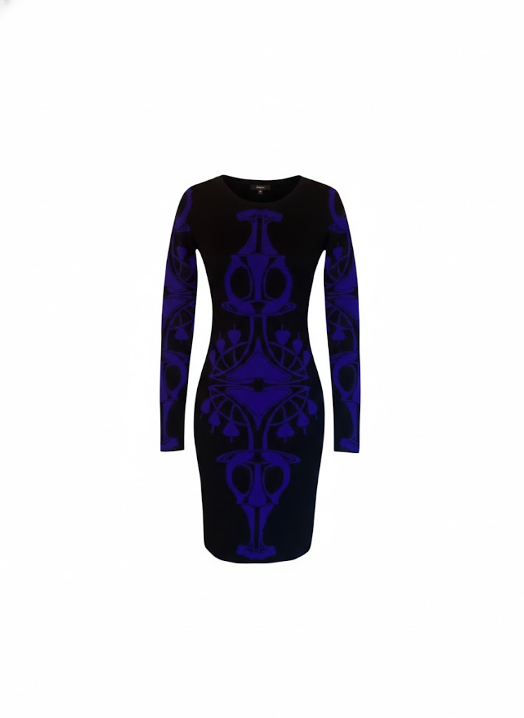 Vintage Custo Barcelona Dress — 80s Abstract Print Midi Length