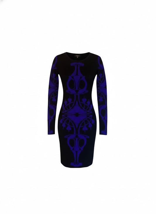 Vintage Custo Barcelona Dress — 80s Abstract Print Midi Length