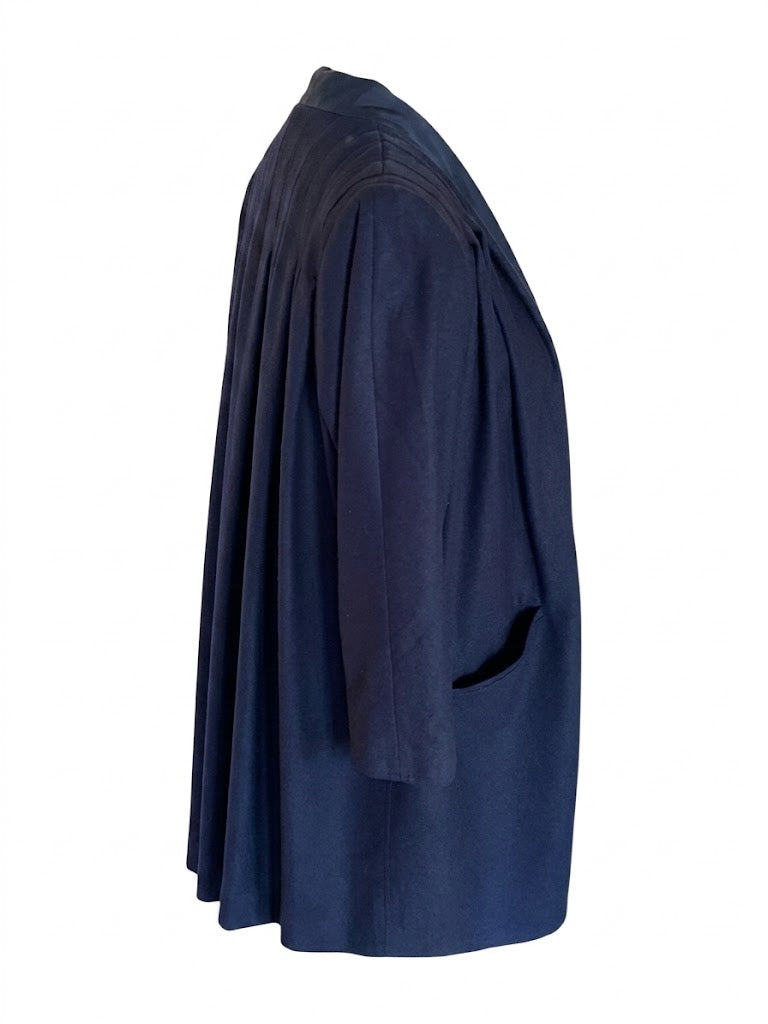 Valentino Italian Minimalist Coat - Lightweight Navy Wool