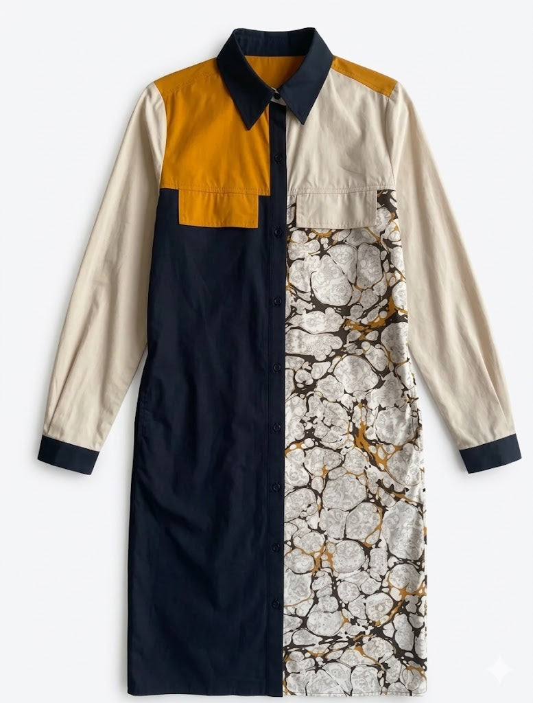 Proenza Schouler Long Shirt Dress - Abstract Print - Size S