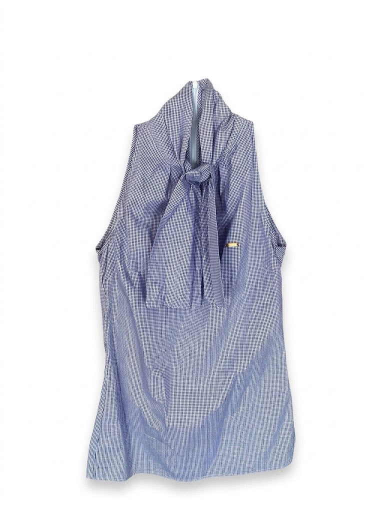 Vintage Dsquared2 Gingham Top Blue | Size S Cotton Halter Blouse Neck Tie | Italian Designer Y2K Top