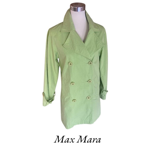 Vintage Max Mara trench coat in lime green from 2000s