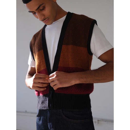 Rodier Paris Vintage Vest — Multicolored Wool in Earth Tones