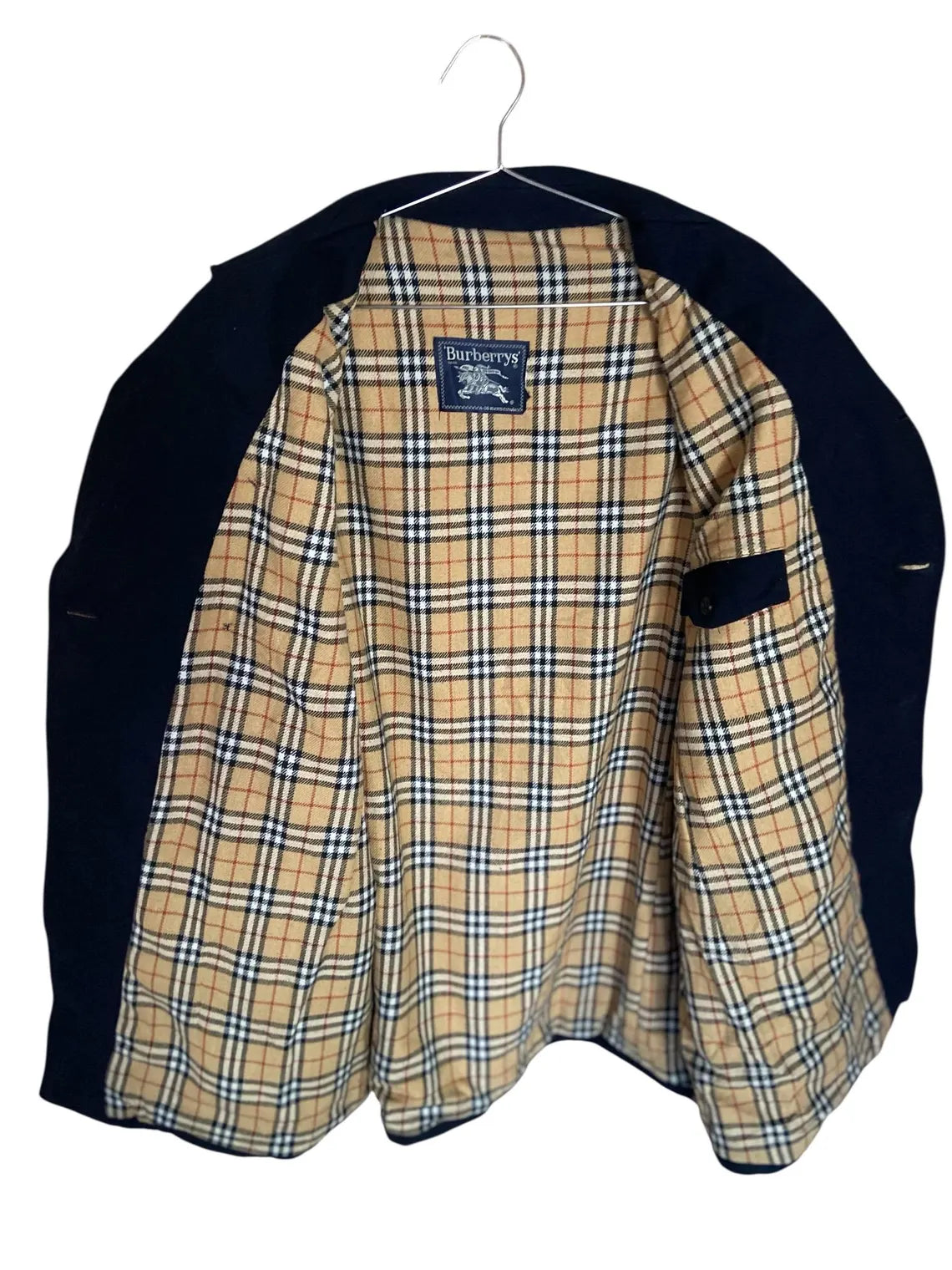 Vintage Burberry Blue Coat | 100% Wool Coat | Classic Navy Peacoat Style | Burberrys England | Size L