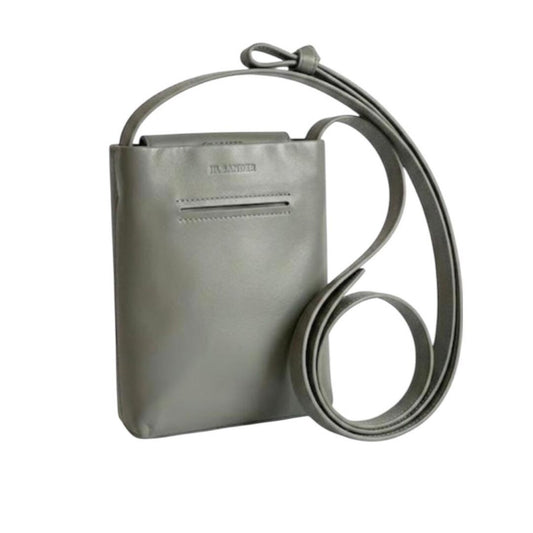 Jil Sander Grey Leather Crossbody Bag | Minimalist Designer Archive | Authentic Preloved Luxury Shoulder Bag | Small Leather Tech Bag