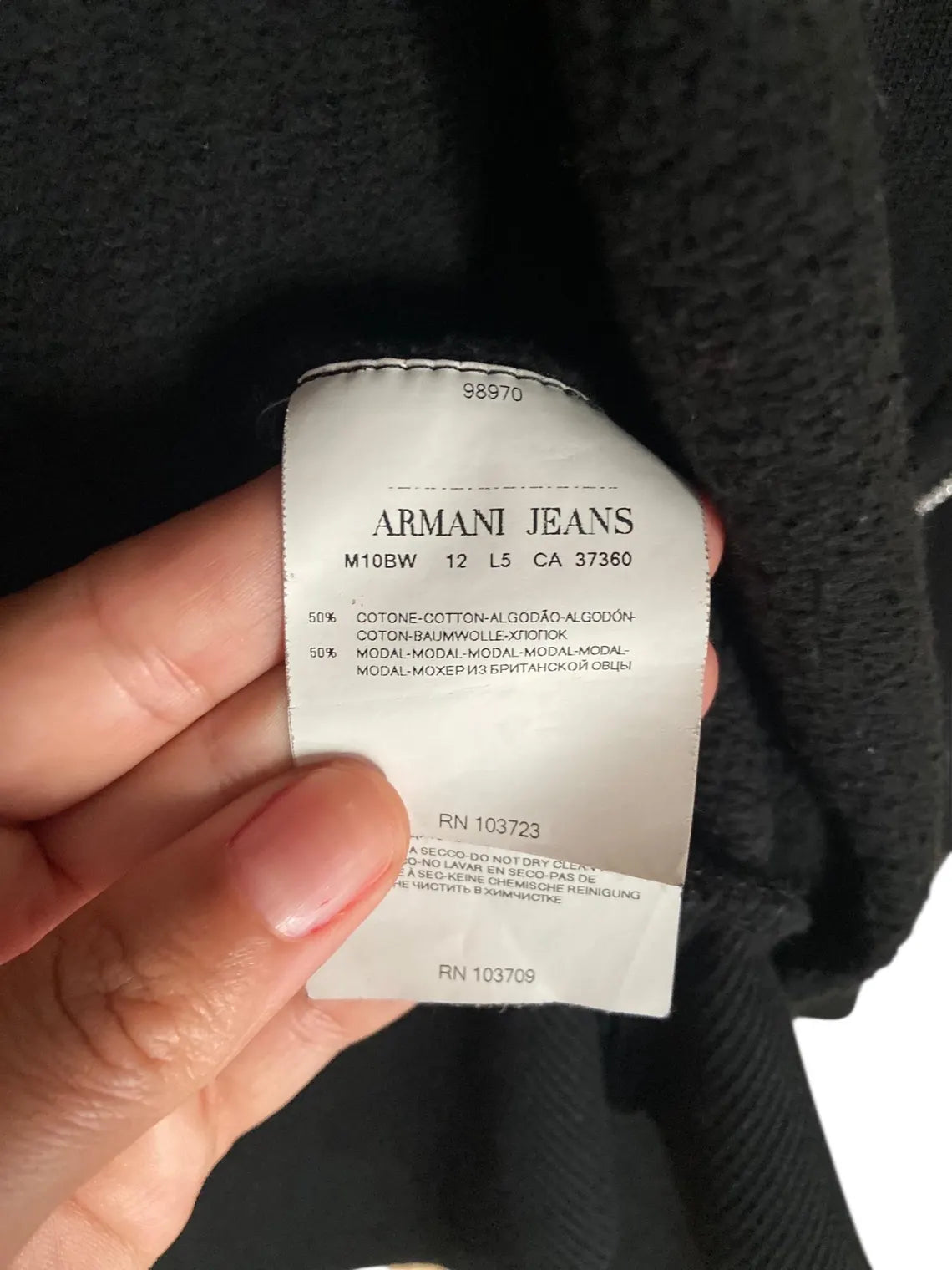 Vintage Armani Jeans Black Y2K Hoodie, Collector Item Zip-Up Sweatshirt with Rayon Lined Hood, Women's Slim Fit Jacket