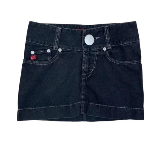 Miss Sixty Y2K Denim Mini Skirt | Iconic Archive Italian Design | Rare Vintage Black Jean Skirt with Contrast Stitching  | Collectors Piece