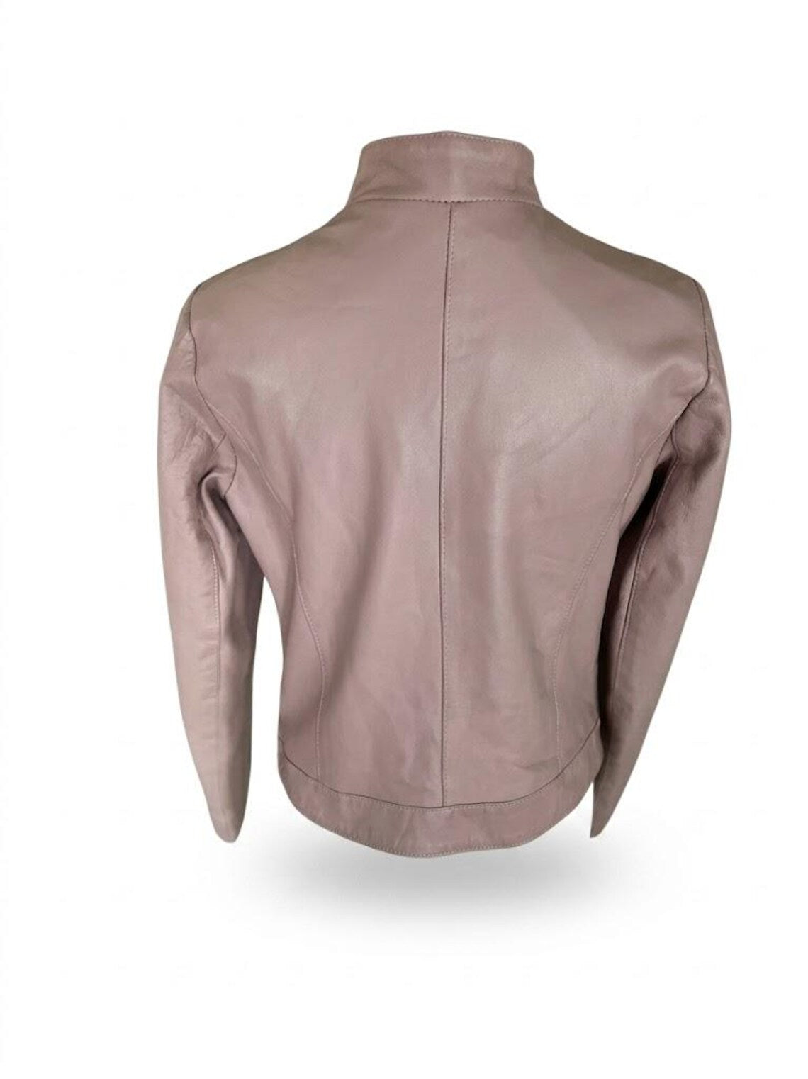 Pastel Lilac Italian Leather Jacket - Lightweight Goatskin Leather - Y2K Lavender Biker Jacket, High Neck, Size M - Pristine Condition 10/10