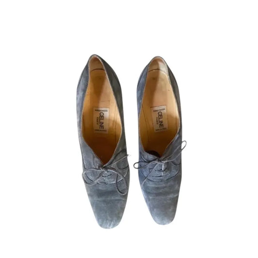 Vintage Grey Suede Shoes – Celine Derby with Laces