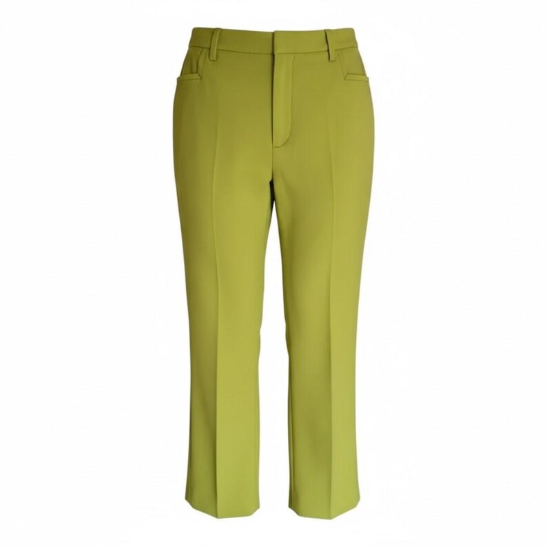 Moschino straight leg pants lime green | Ankle length women’s trousers size M | Original Italian designer