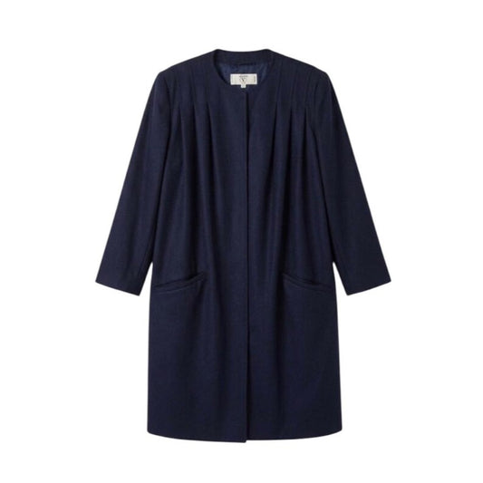 Valentino Italian Minimalist Coat - Lightweight Navy Wool
