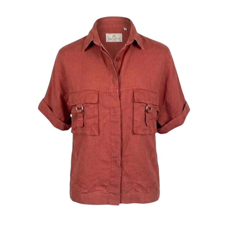 Vintage Burberrys Terracotta Linen Blouse – Utility / Safari Style