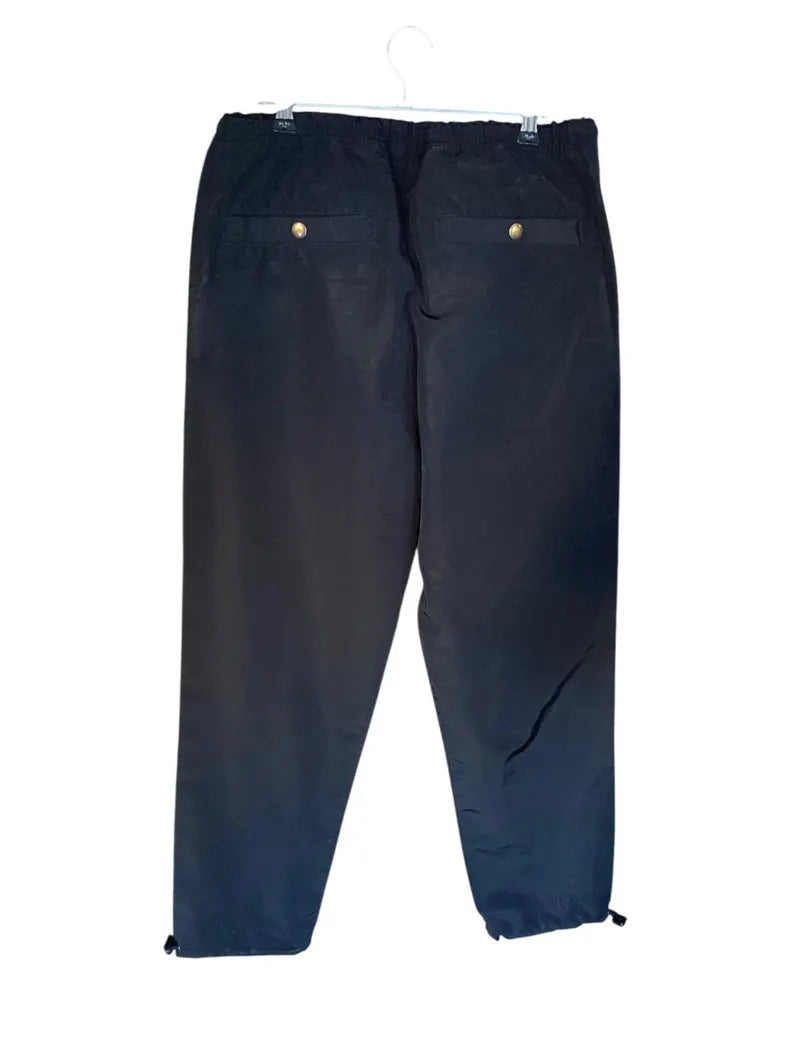 Diesel Black Technical Track Pants, Nylon Joggers Streetwear, Adjustable Cargo Utility Trousers, Premium Urban Tracksuit Bottoms, Size S