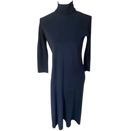 Vintage Marithe Francois Girbaud Dress Y2K, Minimalist Asymmetric Mock Neck Dress, 2000s French Designer Archive, Fitted Midi Dress Size S/M