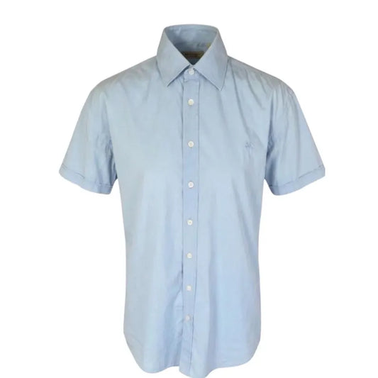 Light Blue Burberry Silk Shirt Size L, Unisex Oversized Silk Vintage Shirt, Minimalist Luxury Short Sleeve Shirt, Men's Archive Clothing