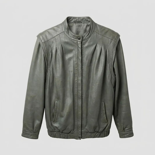 Vintage Grey Leather Jacket 2000s Convertible Vest | Y2K Detachable Sleeve Biker Jacket | Genuine Leather Jacket Size S M
