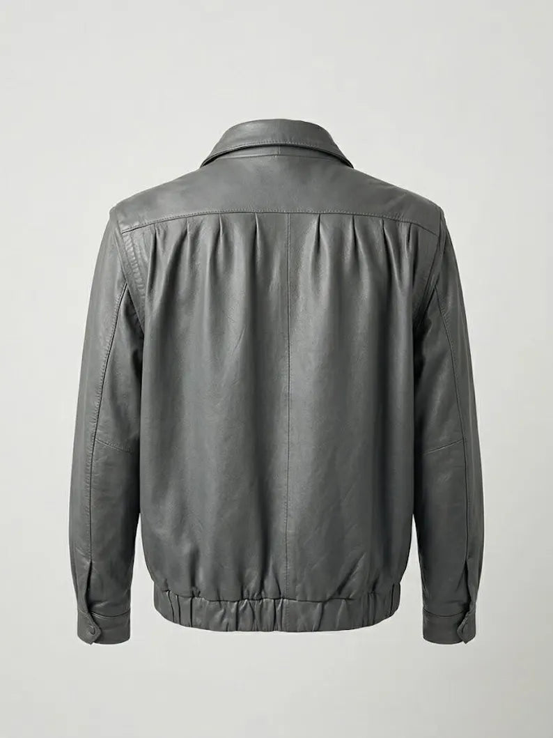 Vintage Grey Leather Jacket 2000s Convertible Vest | Y2K Detachable Sleeve Biker Jacket | Genuine Leather Jacket Size S M