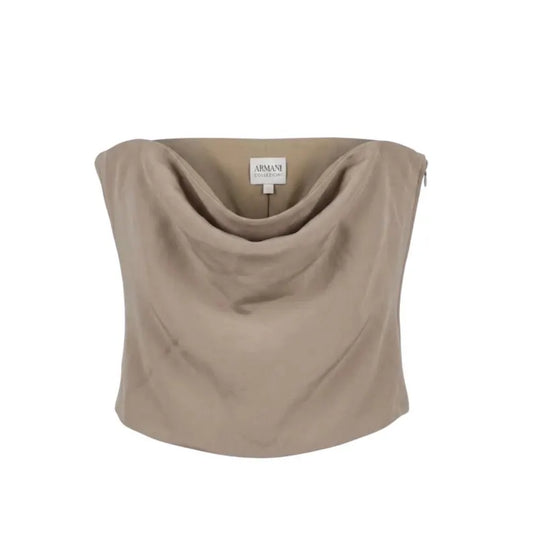 Vintage Armani Collezioni Taupe Grey Draped Bustier Top Y2K 2000s - Strapless Corset Top Size M (IT 42) - Deadstock Condition