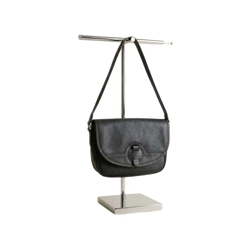 Vintage Courrèges Black Leather Crossbody Bag, 80s Minimalist Leather Shoulder Bag, French Designer Archive Bag, Luxury Vintage Purse