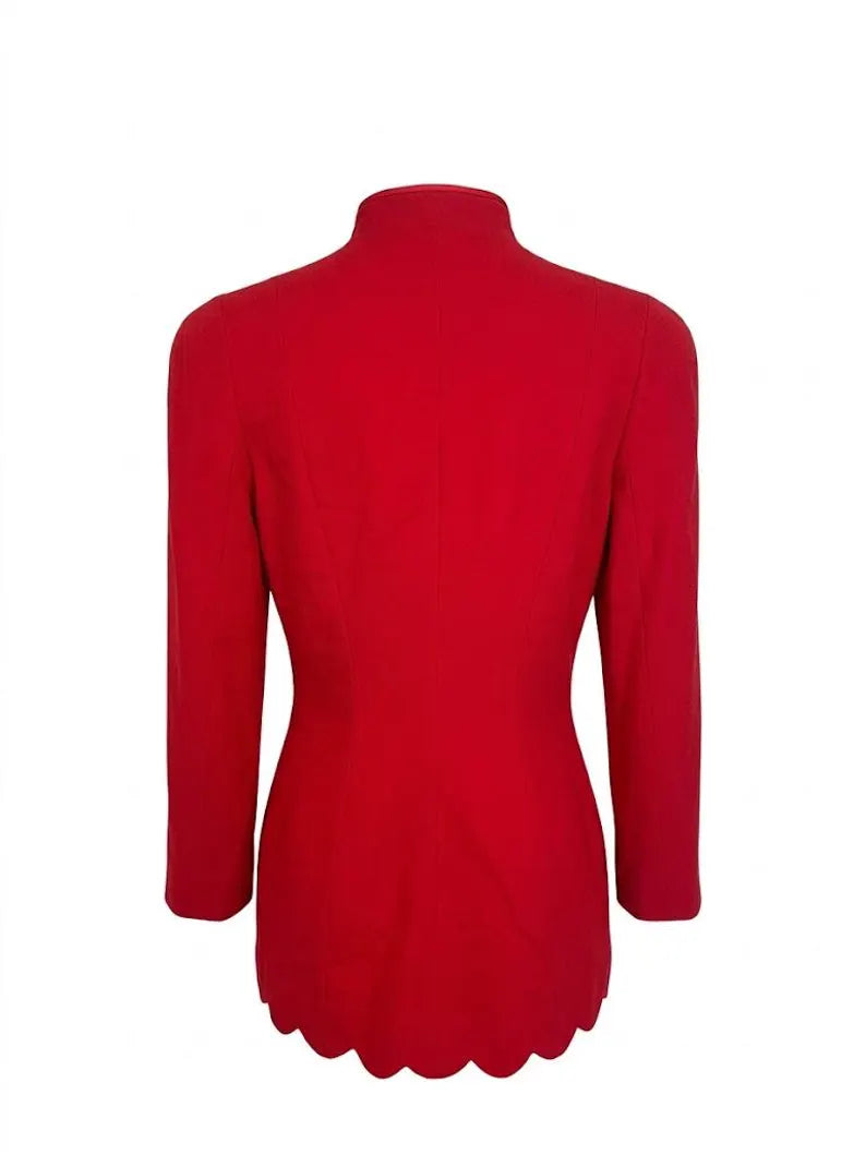 Vintage Thierry Mugler Structured Red Blazer - 1990s Scalloped Silhouette