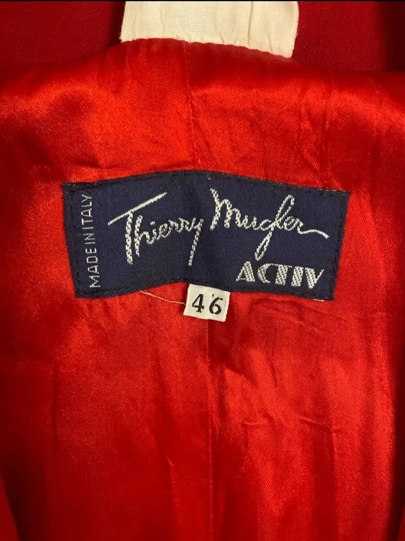 Vintage Thierry Mugler Structured Red Blazer - 1990s Scalloped Silhouette