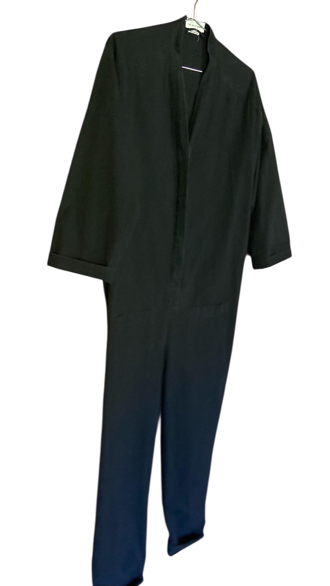 Vintage 2000s Isabel Marant Black Jumpsuit, Minimalist Cotton Linen Utility Boiler Suit, French Designer One Piece Trousers, Y2K Clothing
