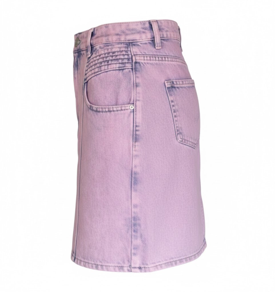 Pink Denim Mini Skirt Isabel Marant | Pockets & Branded Button Closure | Size S | 20s Inspired
